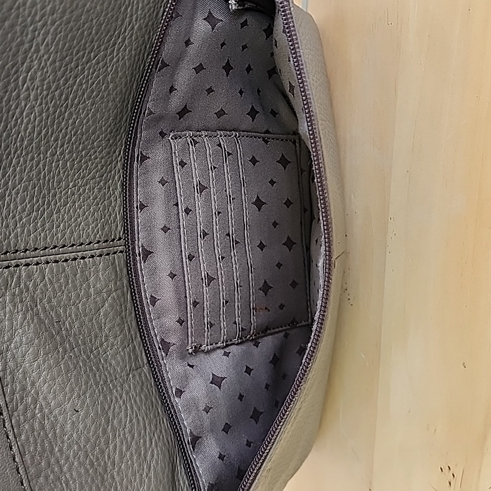 Fossil Morgan Pebbled Leather Traveler Crossbody Bag Purse Satchel Grey Green - Picture 7 of 12